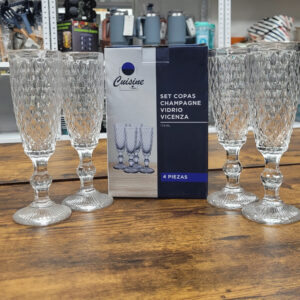 SET COPAS CHAMPAGNE VIDRIO VICENZA