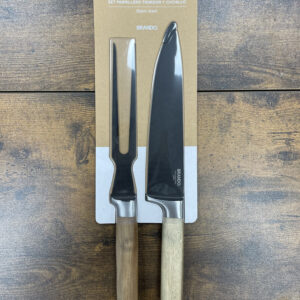 SET CUCHILLO Y PINCHO BLACK STEEL